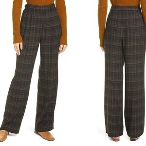 VINCE Classic Plaid Print Trousers in Black Size 8